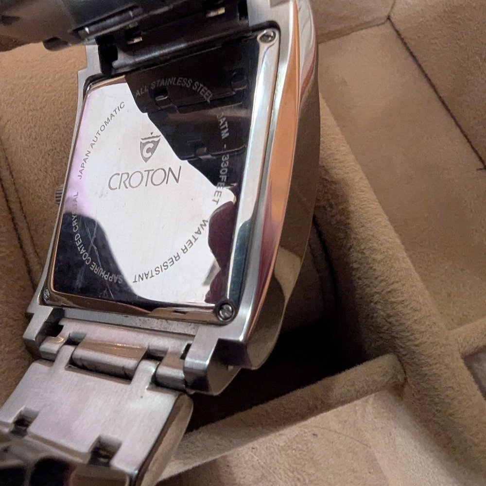 Croton Elegant Silver Rectangular Watch - image 4